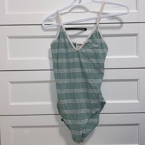 PINK Green & White Bodysuit